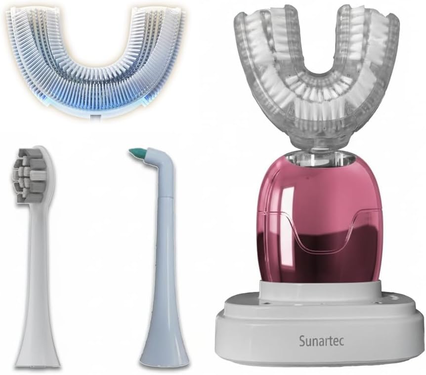 360° U-Shaped Toothbrush, Newupgrade Sonic Electric Toothbrushes for Adults, Multiple Brush Heads Options, IPX7 Waterproof, 360° Cleaning Suitable for People with Limited Mobility