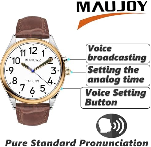 Atomic American English Talking Watch Speaks Clear and Loud Time, Date and Alarm time Perfect for Senior,Visually impaired or Blind People (Mens)