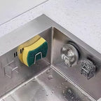 4 Piece Stainless Steel Storage Shelf Set - Kitchen Sink Drain Drying Rack, Bathroom Sponge Holder & Cleaning Sponge Rack Hooks, Multi-Functional Organizer for Home