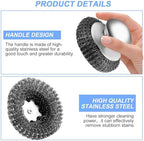 2Pcs Stainless Steel Wool Scrubber with Handle, 4 Replacement Steel Scrubber Wool Pads，Stainless Steel Scrubber for Cleaning Cast Iron, Dishes, Kitchen Pots, Pans, Grills, Stoves, Sink
