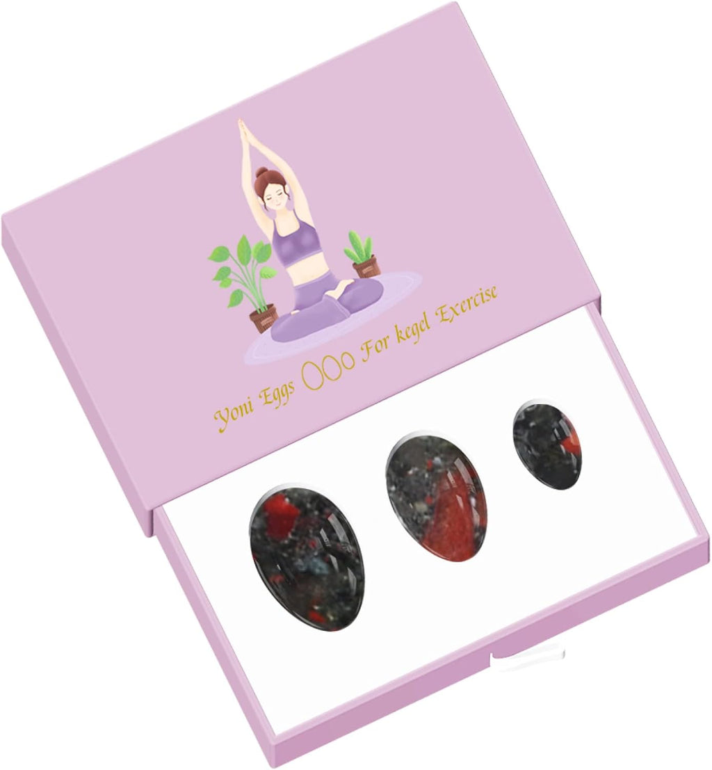 Bloodstone Yoni Egg Wand Set 100% Natural Jade Stone for Kegel Exercise Tightening Feminine Kegel Eggs,Undrill Egg with Box
