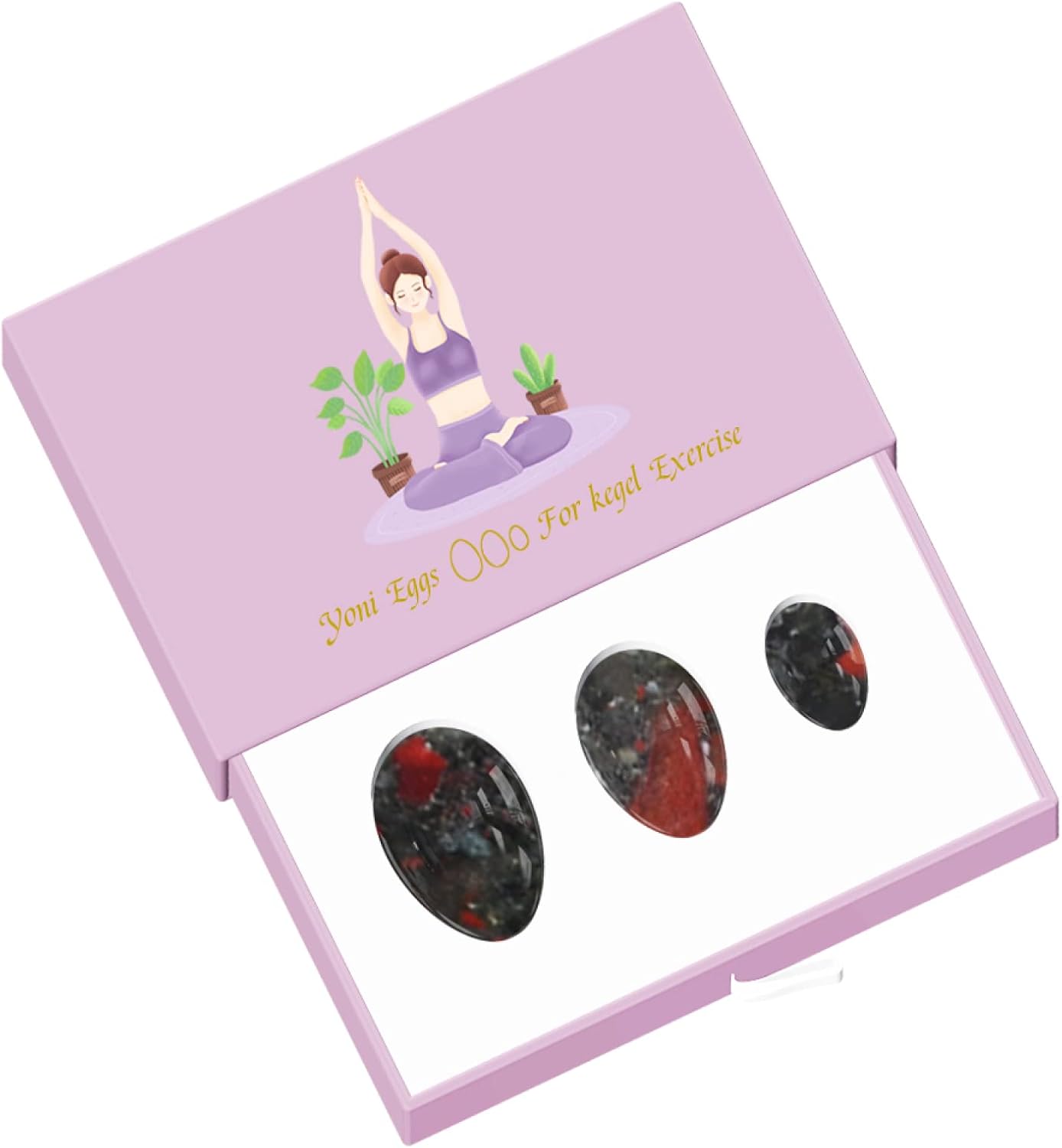 Bloodstone Yoni Egg Wand Set 100% Natural Jade Stone for Kegel Exercise Tightening Feminine Kegel Eggs,Undrill Egg with Box