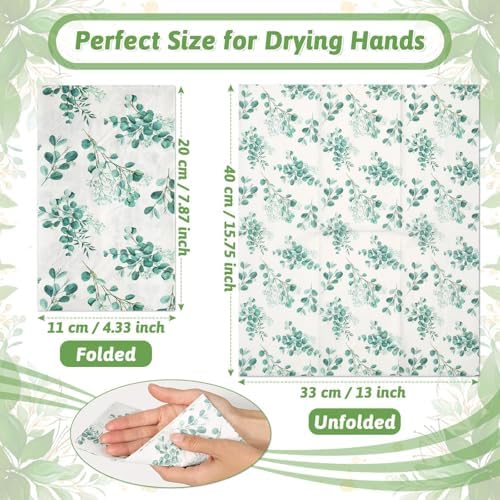 170 Pcs Greenery Paper Napkins, 3-Ply Eucalyptus Leaves Disposable Hand Towels for Bathroom Decorative Paper Guest Dinner Napkins for Wedding Baby Bridal Shower Spring Party Supplies Table Decor