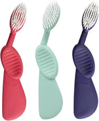 RADIUS Toothbrush Flex Brush BPA Free & ADA Accepted Designed to Improve Gum Health & Reduce Gum Issues - Right Hand - Purple/Watermelon/Mint - Pack of 3