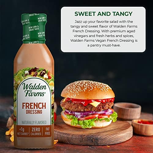 Walden Farms French Dressing 12 oz Bottle (3 Pack) - Fresh and Delicious, 1g Net Carbs Condiment, Kosher Certified - Great on Salads, Chicken, Sandwiches, Vegetables and More