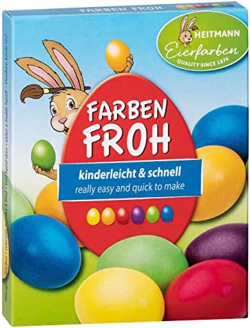 Heitmann Eierfarben - Colours Froh - 6 Liquid Egg Colours 1017049 Yellow, Orange, Red, Green, Blue, Plum 30 ml