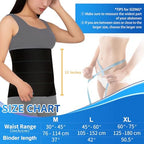 S Abdominal Binder Post Surgery for Men and Women, 12" High Postpartum Tummy Tuck Belt Provides Bariatric Stomach Compression, High Elasticity, Breathable - (30" - 45") 4 PANEL Black