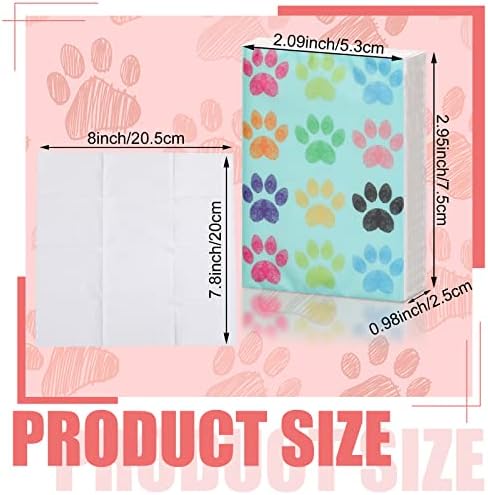 100 Pack Paw Print Pocket Tissues Bulk 800 Sheet Individually Packed 3 Ply Facial Travel Tissues Wallet Size Small for Travel Dog Cat Lovers Gifts Vet Supplies Party Favors Daily Use, 10 Designs