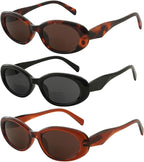 JiSoo Oval Bifocal Reader Sunglasses Women, Small Cute Reading Sunglasses with Bifocals 3Pack Sun Readers