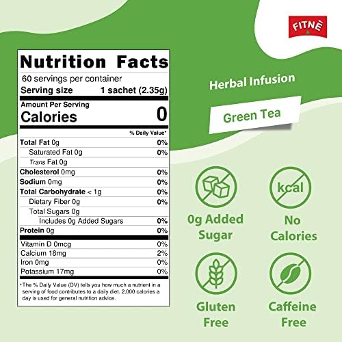 FITNE Green Tea Herbal Honey Lemon With Garcinia Senna Infusion Gentle Detox Cleanse High Antioxidant No Calories Stevia Sweetener, 60 Tea Bags