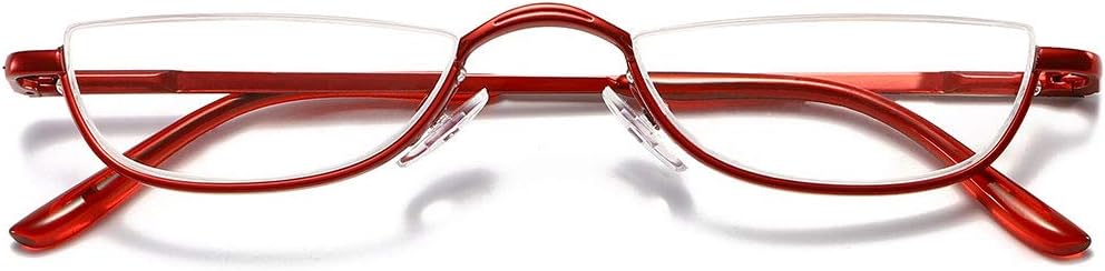 VEVESMUNDO Metal Reading Glasses Half Moon Semi Rimless Frame Readers for Men Women