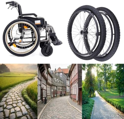 Rear Wheel Assembly for Wheelchair, 24" x1.95" (50-507) Pneumatic Tire Replacement Parts, All Terrain Back Wheels for Indoor and Outdoor(Bearing 12.7mm)