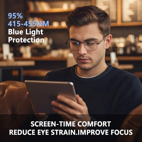 WMG Round Blue Light Blocking Glasses - Retro Circle Computer Eyeglasses Anti Blue Light Lens Halloween