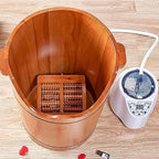 Foot Soak Tub for Soaking Feet - Premium Rubber Wood Foot Bath Bucket with Steam Machine & Massage Stool, Includes Lid for Relaxation and Pedicure Care