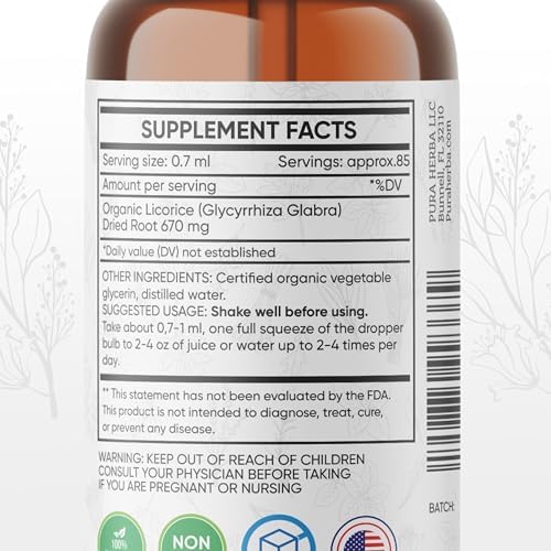 Pura Herba Licorice Root Liquid Extract | Alcohol-Free, Vegan, Non-GMO, Gluten-Free | 2 oz Liquid Herbal Organic Tincture