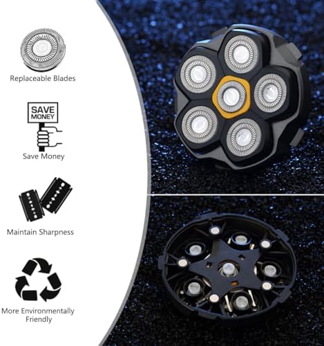 2 pcs Half of the 6 Blade Magnetic Replacement Shaving Head， Head shaver replacement heads
