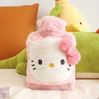 Cute Plush Hot Water Bag, Cartoon Hot Water Bottle with Cute Fleece Cover, Kawaii Design Hand Feet Warmer for Pain Relief, Cramps, Cozy Nights Gifts for Girls Boys Cold Winter (Kitty)