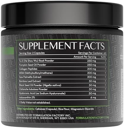 Formulation Factory Crown of Glory 10-in-1 Hair Growth Products - DHT Blocker for Men & Women with Pumpkin Seed Oil - Hair Vitamins for Faster Growth & Thickness - 120 Capsules, 2 Month Supply