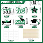 48 PCS Grad Cupcake Toppers, Glittery Congrats Graduation Cake Topper, 6 Styles Graduation Decorations, Black and Green Cap and Diploma Cake Picks for Class of 2026 Grad Party Decorations Supplies