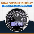 ZENO Hybrid 2-in-1 Analog & Digital Weighing Scale for Body Weight up to 400lbs - Thick Tempered Glass - Extra Large Display - Easy to Read Digital Bathroom Scale - New - Dark Blue