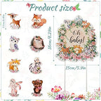 49 Pcs Woodland Cupcake Topper Neutral Forest Animal Cupcake Toppers for Woodland Baby Shower Decorations Floral Leaf Boho Birthday Party Supplies Gender Reveal Favors Decor(Flower Style)