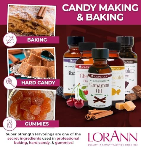 LorAnn Oils Super Strength Flavoring - Used For Candy Making, Flavoring, Baking, Hard Candy, & Flavor Oils - Bold, Natural Flavors 4X Stronger Than Extracts - Cinnamon Oil, Pack of 2, 0.125 fl oz