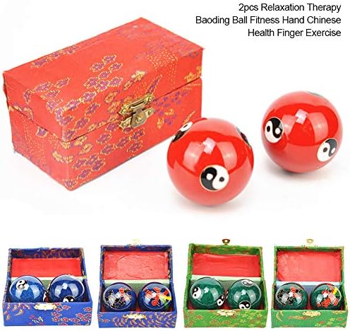 2Pcs Chinese Health Exercise Stress Baoding Balls, Meditation Massage Handball with Box, Hand Exercise Ball for Men Women Hand Exercises and Stress Relief(Color:Green Dragon and Phoenix)