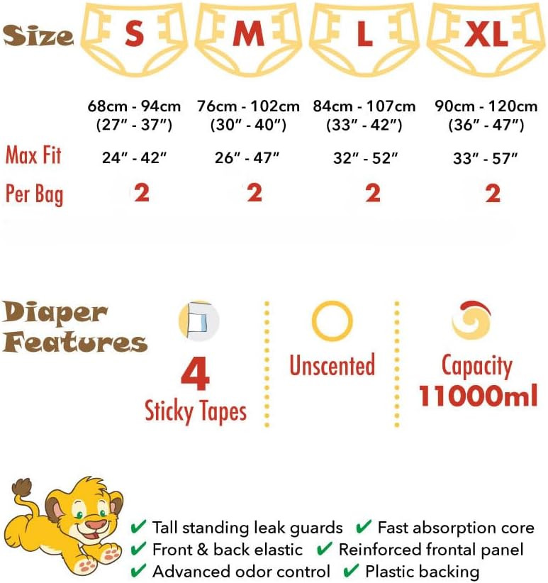 Rearz - MEGA Safari - 11,000ml Adult Printed Diaper Briefs (Sample 2 Pack) (X-Large, 50'' - 60'')