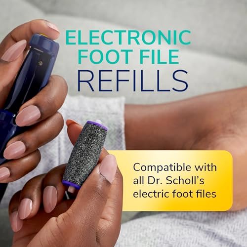 Dr. Scholl's Mixed Electric Foot File Roller Head Refills, 2 Count, with Diamond Crystals, Removes Hard & Dead Skin, Mixed Pack for Hard Skin, 1 Regular Coarse & 1 Ultra Coarse Refill