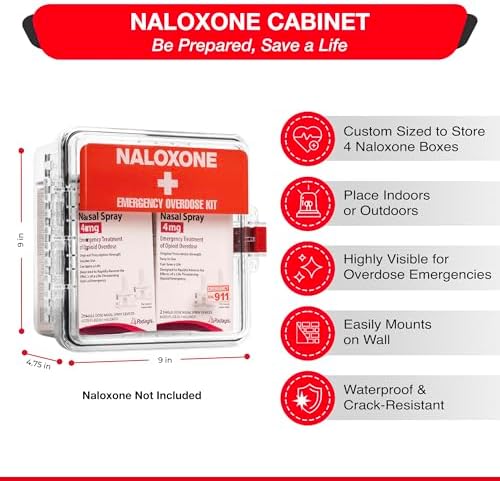 Outdoor Waterproof Naloxone Emergency Overdose Kit Cabinet – Clear Gasket-Sealed Wall Mount Storage Case – Naloxone Not Included