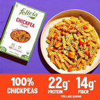 Felicia Gluten Free Pasta, Chickpea Fusilli, 22G Protein per Serving, Organic High Protein and Fiber Noodles, Designed in Italy, Plant Based, Made from 100% Chickpeas, Non GMO, 8.8 Oz, 6 Boxes