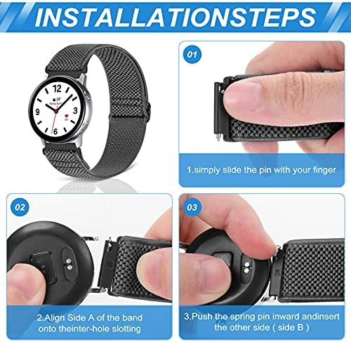 Compatible with 16mm 18mm 19mm 20mm 22mm 24mm Watch Bands Quick Release Replacement Wristband,Adjustable Stretchy Nylon Solo Loop Straps Fabric Braided Sport Elastic Bands for Men Women
