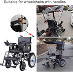 Universal Electric Wheelchair Sunshade Canopy Awning, Folding UV-Proof Rainproof Umbrella Canopy Cover,Adjustable Outdoor Umbrella Holder for Most Wheelchairs(Suit wheelchairs with Handles, Clear)
