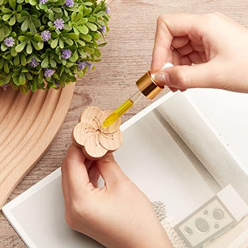 Zubebe Aroma Wood Essential Oil Diffuser 4 Packs Minimalistic Decor Car Air Freshener Flower Diffuser with Aromatherapy Clip for Car Office Bedroom