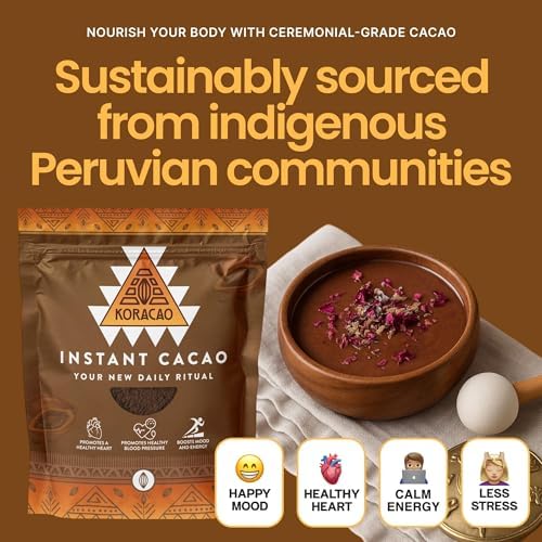 KORACAO Instant Ceremonial Cacao Powder | High Flavanol Cacao - 1000MG Per Serving | New Daily Ritual with Harvested Cacao Powder for Mind, Body & Soul - 2x 300g Bags (60 Servings Total, 600 Grams Total)