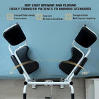 Hydraulic Patient Lift Chair for Home Use, Patient Transfer Chair Height Adjustment/180° Split Seat/Universal Wheel, Bathroom Wheelchairs with Soft Cushion and Bedpan,B