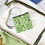 Clover Sanitary Napkin Storage Bag,St. Patrick's Day Gifts Portable Period Bag for Women,Sanitary Napkin Period Pad Pouch Tampon Holder for Purse,Mini Make Up Bags,Green