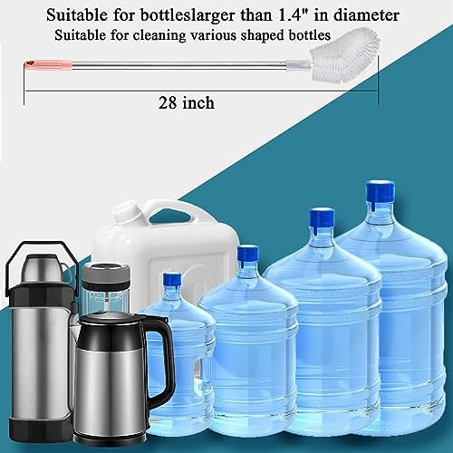 Stainless Steel Water Bucket Bottle Brush, Long Handle Scrubbing Brush, Bendable Brush Head Suitable for Cleaning 1 to 5 Gallon Buckets, 28 in (Gray)