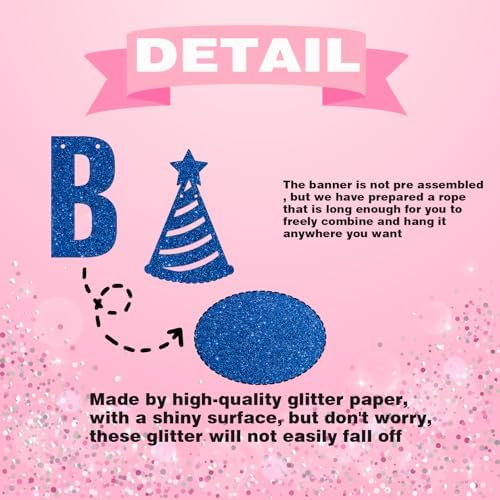 Bruh I'm 6 Banner Blue Glitter 6th Birthday Party Bunting Garland for Kids Boys Happy 6th Birthday Sign Funny Six Years Old Bday Party Decoration Supplies