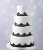x3 Black Honeycomb Edible Sugar Cake Lace Strips - Ready to Use Handcrafted Decoration with 3D Effect.