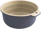Double Layer Plastic Fruits Vegetable Washing Basket, Large Kitchen Strainer Colander Bowl Sets, Drain Bowls for Washing Washing Mixing, Detachable for Pasta Salad Berry(Large)