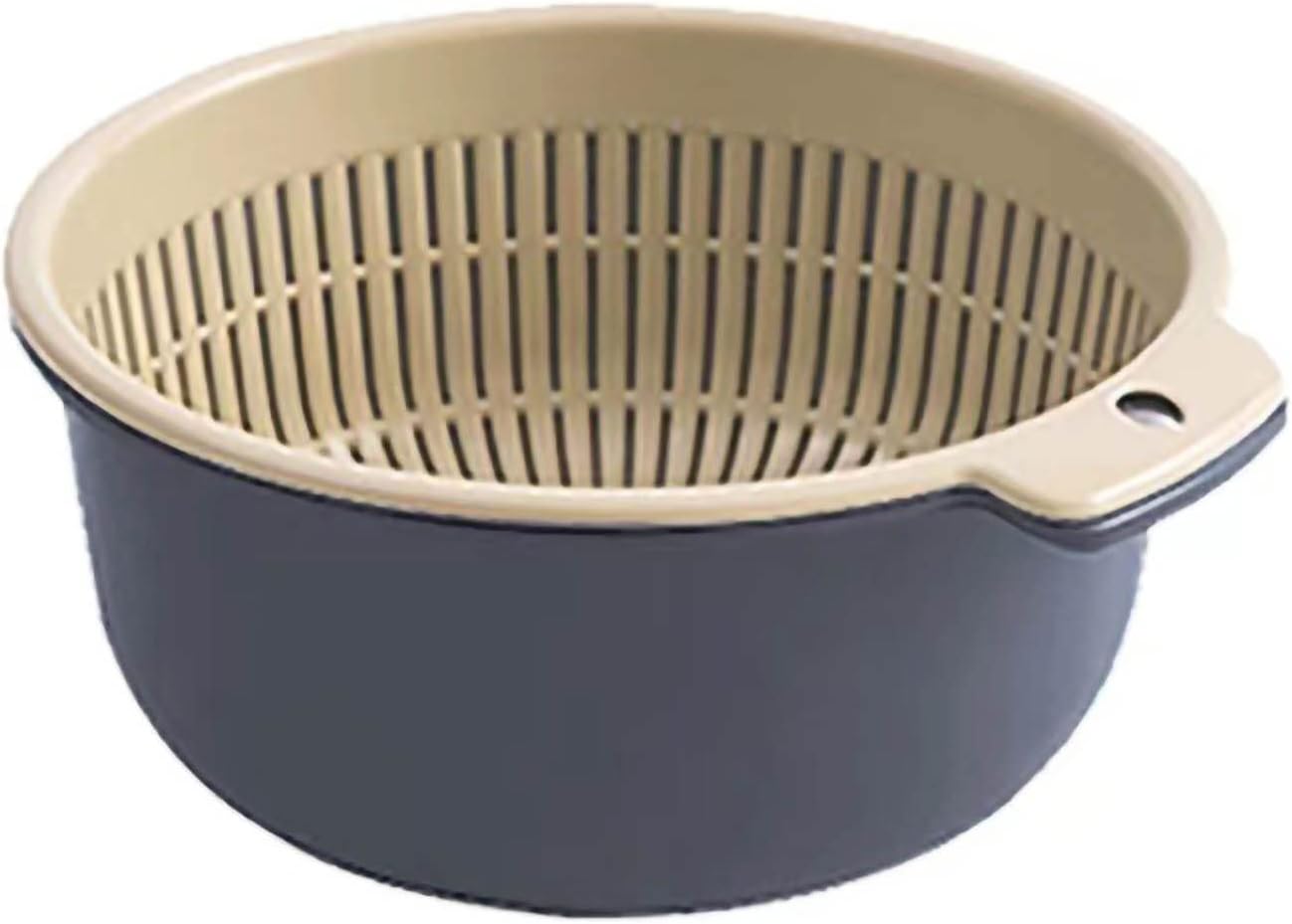 Double Layer Plastic Fruits Vegetable Washing Basket, Large Kitchen Strainer Colander Bowl Sets, Drain Bowls for Washing Washing Mixing, Detachable for Pasta Salad Berry(Large)