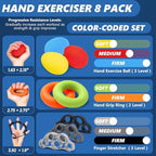 roygra Grip Strength Trainer (8 Pack), Forearm Strengthener, Stress Balls for Adults, Hand Strengthening Devices, Wrist Finger Strengthener, Physical Therapy Exercise Equipment, Golf Baseball Climbing