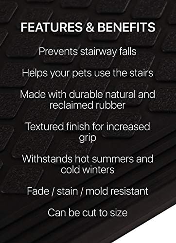 Rubber Stair Treads Non-Slip Outdoor 35”x10” (5-Pack) – Anti-Slip Step Mat with Nosing
