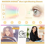 Madison Avenue Blue Light Blocking Glasses Anti Eyestrain UV Glare Blue Light Glasses for Women TV Phone Computer Gaming Eyeglasses (Clear)