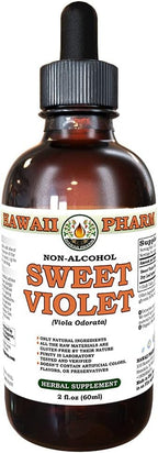 Sweet Violet Alcohol-Free Liquid Extract, Sweet Violet (Viola Odorata) Dried Leaf Glycerite Natural Herbal Supplement, Hawaii Pharm, USA 2 fl.oz