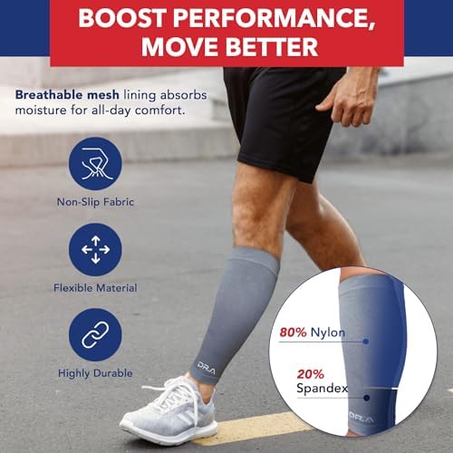 Dr. Arthritis Calf Compression Sleeves for Men and Women, Doctor Developed Leg Support, Medical Footless Compression Socks (Small, Grey, 1 Pair)