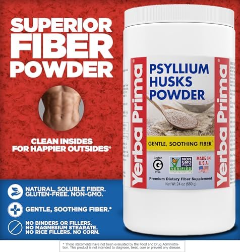 Yerba Prima Psyllium Husks Powder - 24 oz (Pack of 2) - Unflavored - Fine Ground - Natural Fiber Supplement with Soluble & Insoluble Fiber