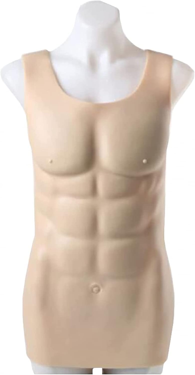 Fake Muscle Vest,Realistic Fake Chest Muscles,Silicone Fake Chest Muscle Vest - Silicone Muscle Suit for Men's Cosplay Masquerade Costume-Yellow||Small Size