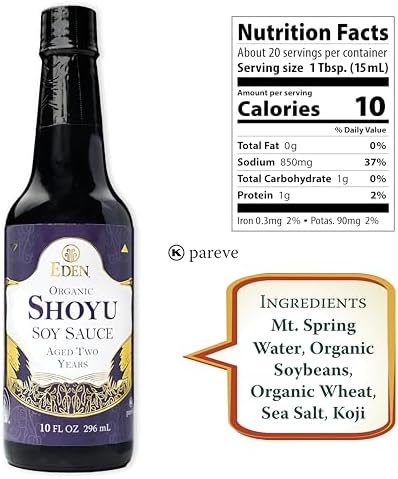 Eden Organic Shoyu Soy Sauce (*NEW*), Artisan Brewed in Japan, Aged 2 Years in Hundred-Year-Old Cypress Wood Barrels, 10 fl oz (296 ml)